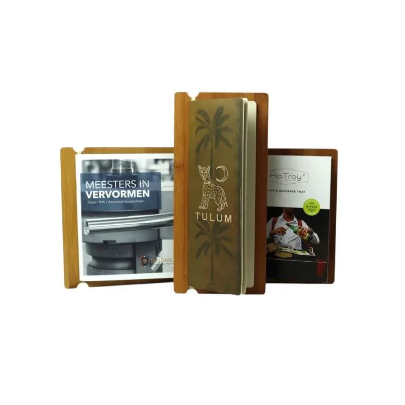 Porte-menu en bambou avec élastique – carré – sans logo